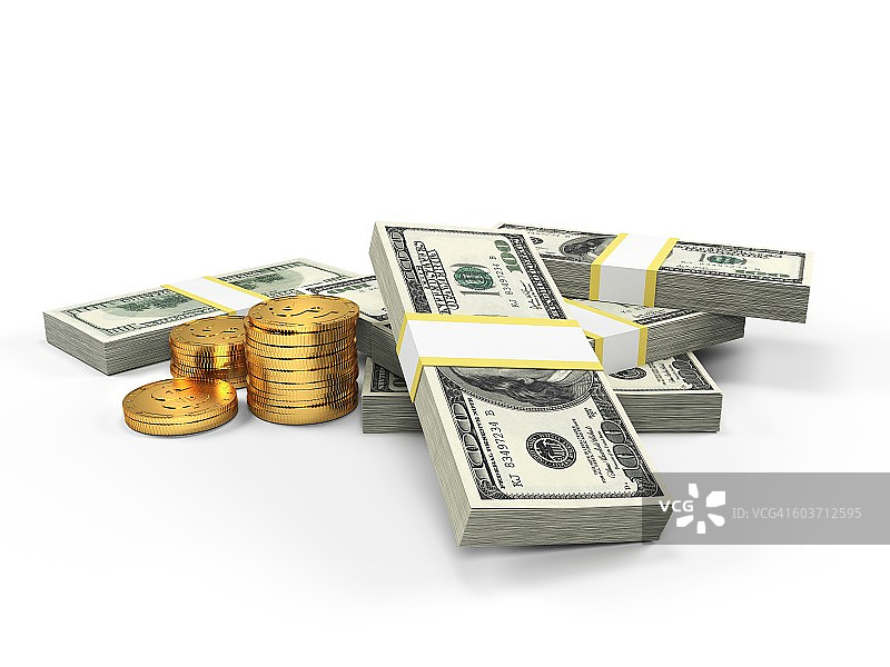 美元和金币插图图片素材