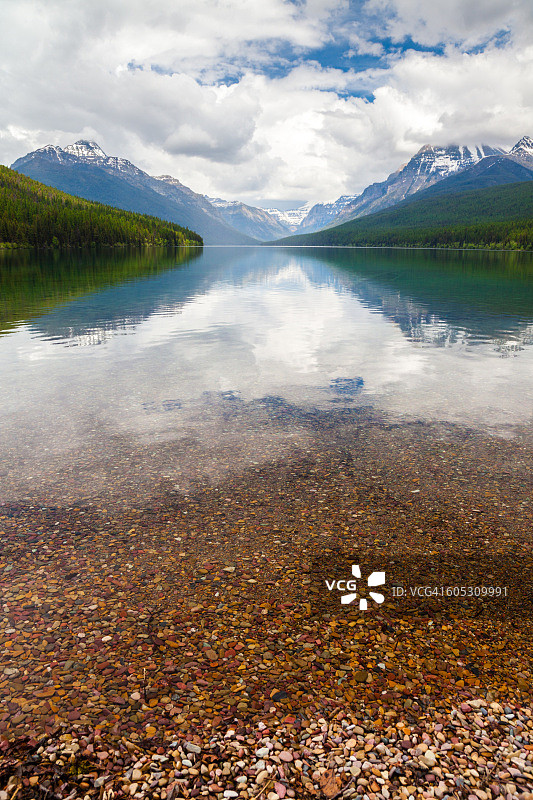 蒙大拿州冰川国家公园的鲍曼湖图片素材