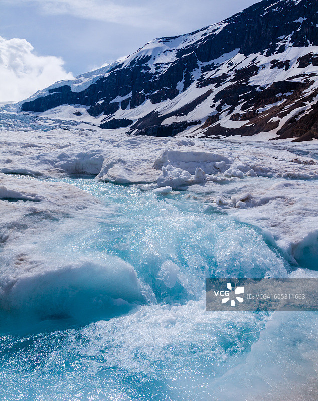 班夫国家公园哥伦比亚冰川融化图片素材