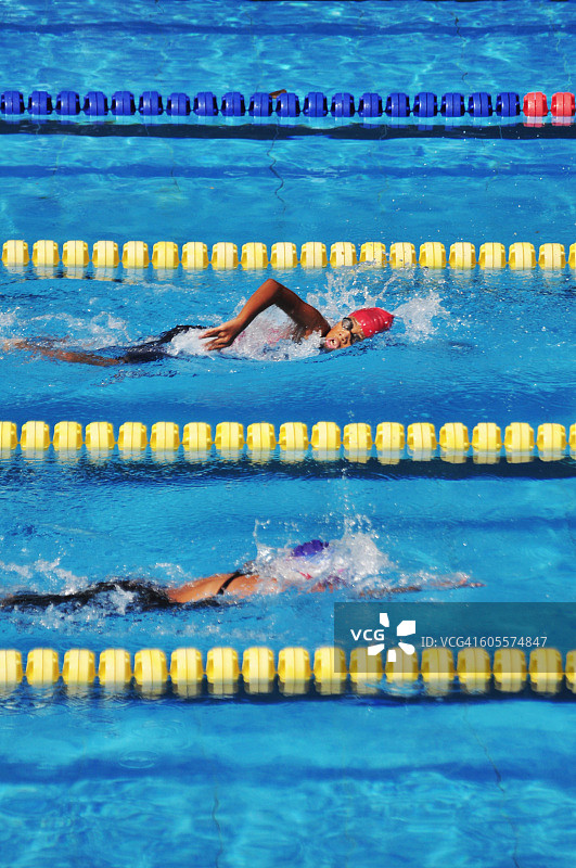 游泳者在泳池中比赛图片素材