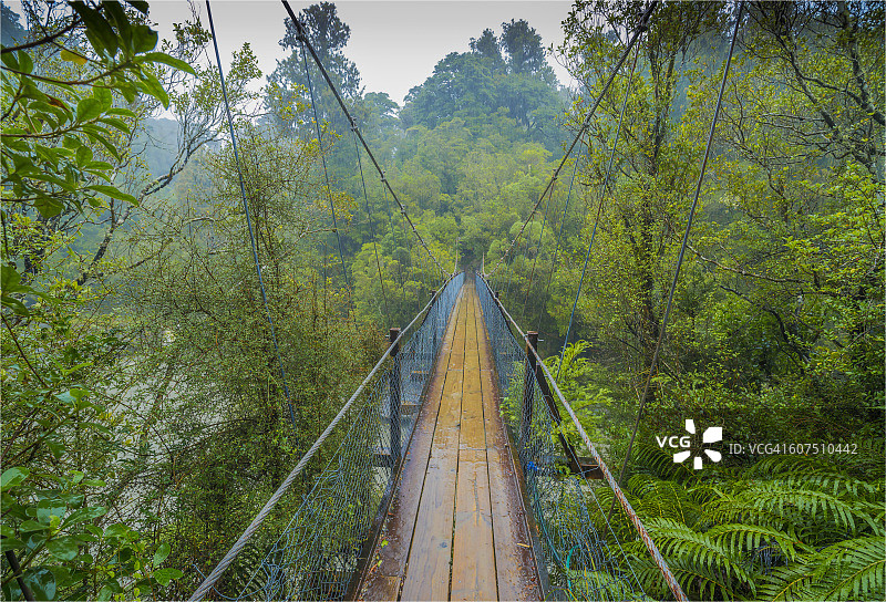 新西兰南岛霍基蒂卡峡谷的雨天图片素材