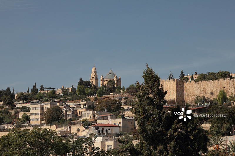 锡安山和耶路撒冷古城墙图片素材