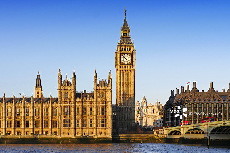 伦敦大本钟与泰晤士河图片素材