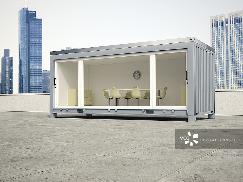 屋顶办公室集装箱内的会议室图片素材