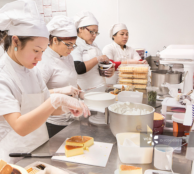 在商业厨房工作的女面包师图片素材