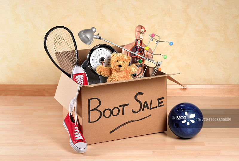 旧货出售盒图片素材