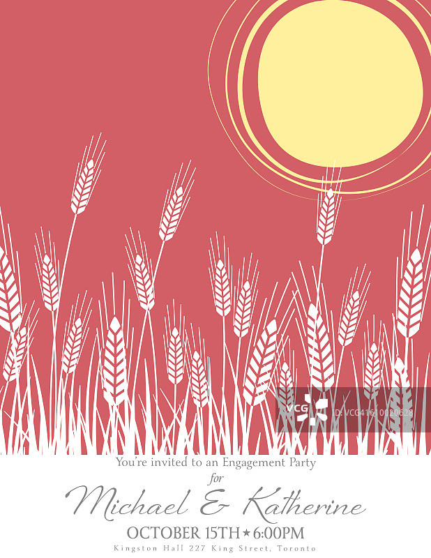 麦田与阳光农业订婚派对邀请函图片素材