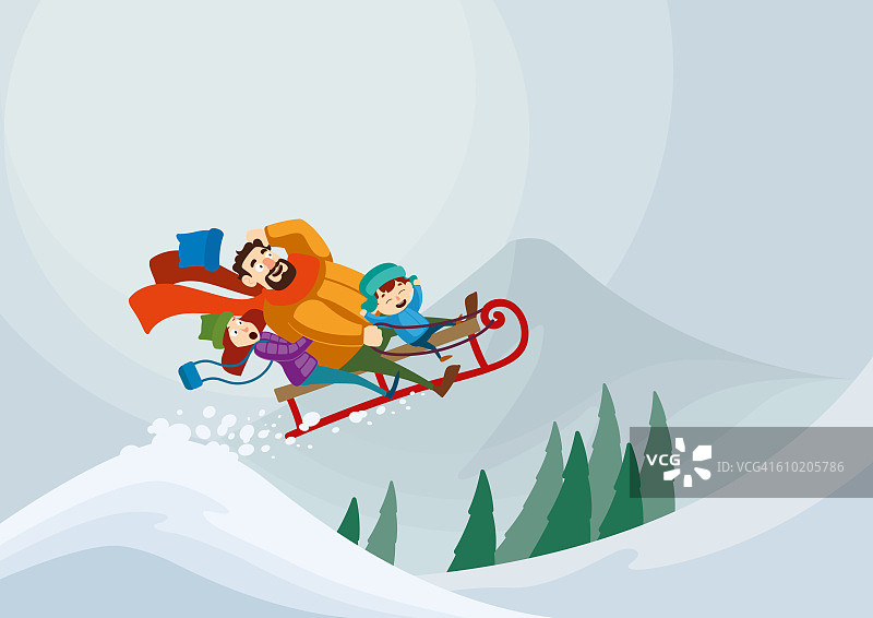 家庭在公园度寒假图片素材