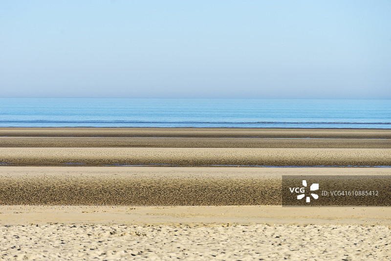 低潮时坎伯沙滩的沙洲图片素材