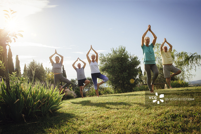户外老年瑜伽课程图片素材