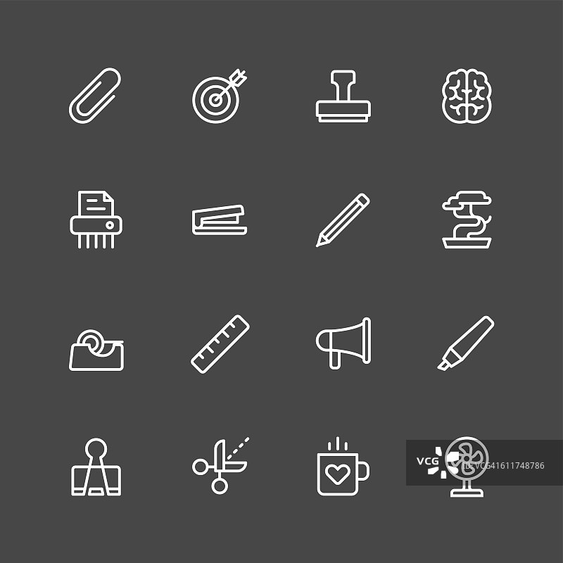 办公工具图标 - 白色系图片素材