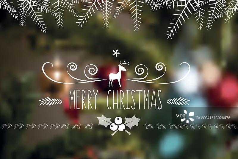 圣诞树上的线条装饰特写图片素材