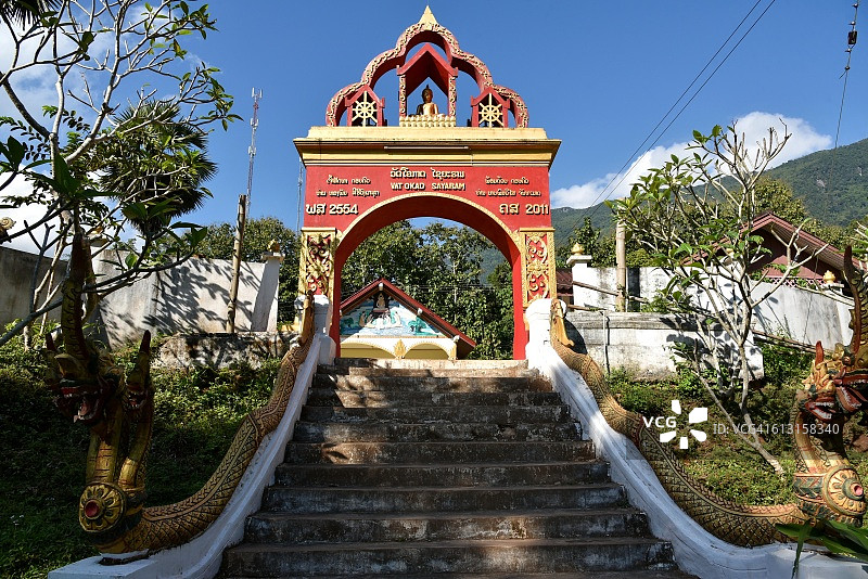 老挝芒农聂寺庙风光图片素材