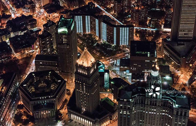 纽约中央大街夜景航拍图片素材