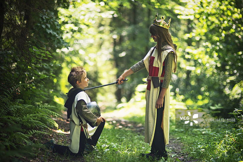 森林里女王授予骑士爵位图片素材