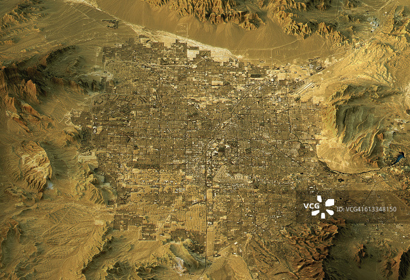 拉斯维加斯3D景观（从南到北自然色）图片素材