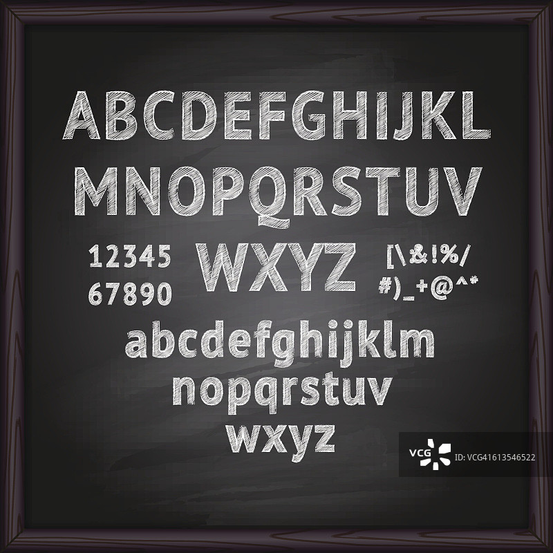 黑板上的粉笔字母图片素材
