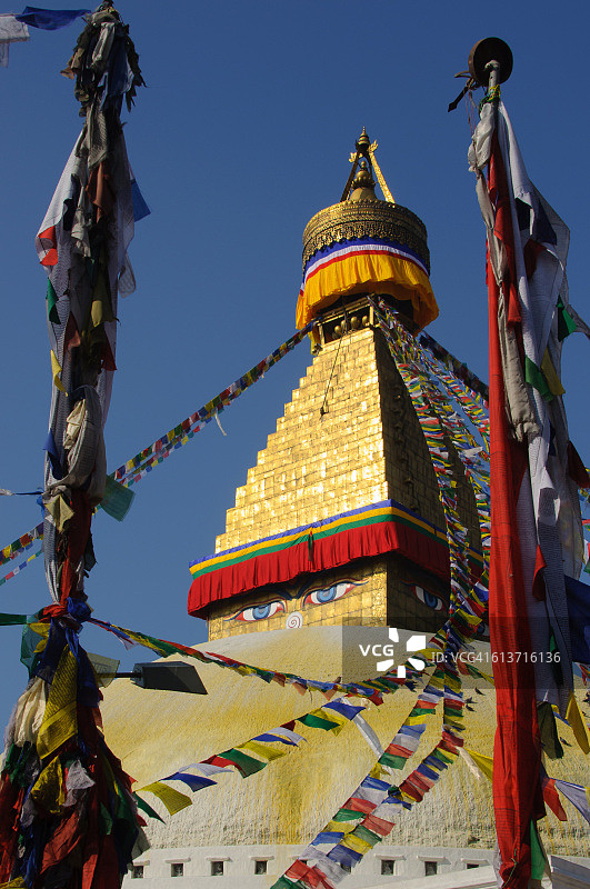 地震前的博达纳特佛塔，尼泊尔加德满都图片素材