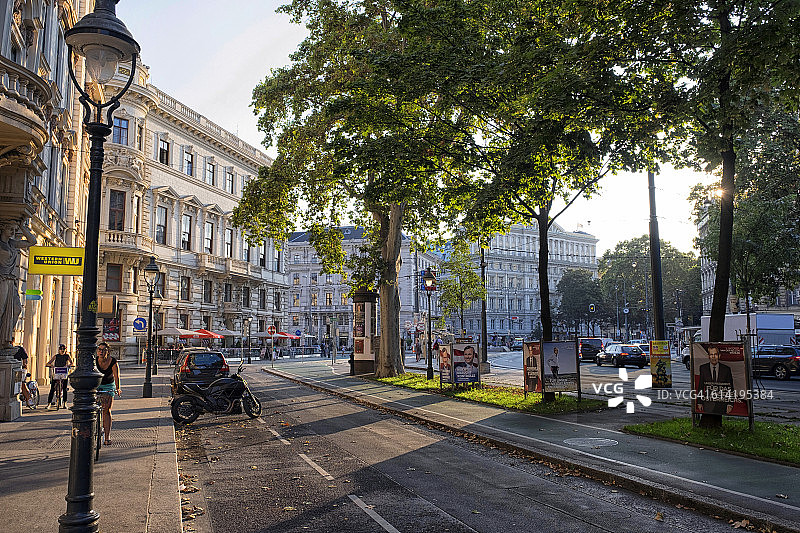 维也纳舒伯特环路日落图片素材