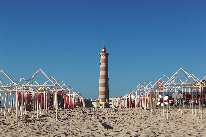 阿威罗和巴拉海滩的灯塔图片素材
