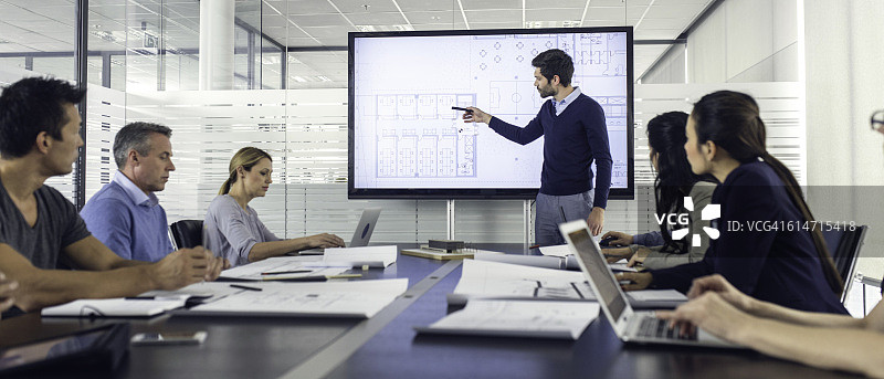 建筑师向管理团队展示项目图片素材