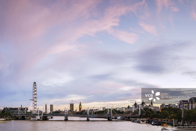 泰晤士河日落景色图片素材