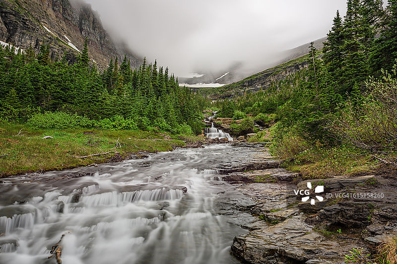 冰川国家公园的午餐溪图片素材