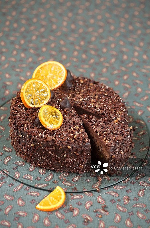 纯素巧克力橙味松露蛋糕图片素材