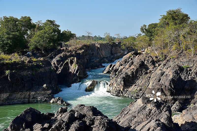 老挝湄公河李 ph瀑布旅行图片素材