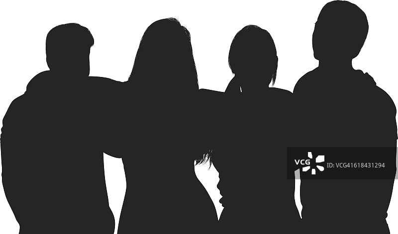 四个人站立图片素材