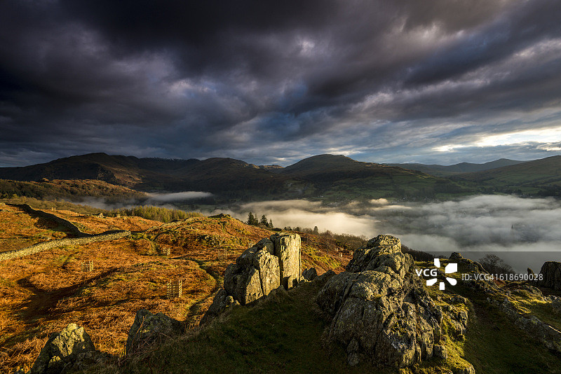 洛夫里格日出，英国湖区国家公园图片素材