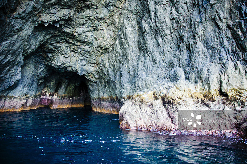 新西兰群岛湾的海蚀洞图片素材