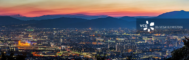 京都黄昏全景图片素材