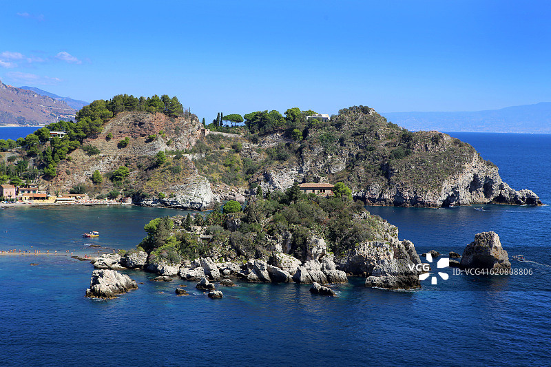 意大利西西里岛陶尔米纳的马扎罗湾和美丽岛图片素材