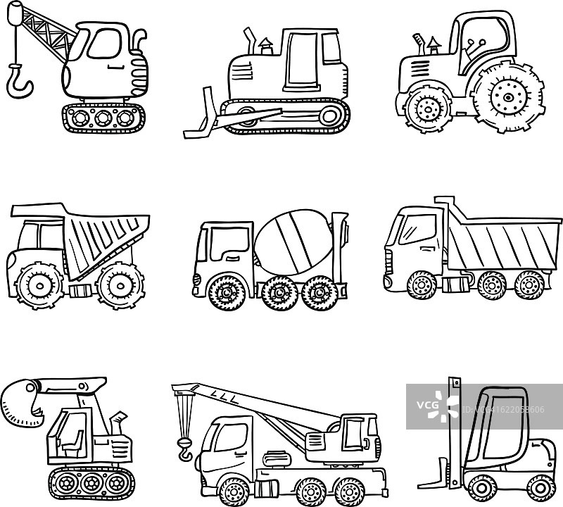 黑白工程车辆图片素材