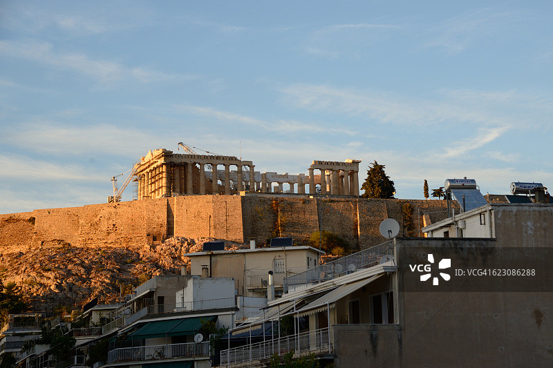 日落下的雅典卫城图片素材