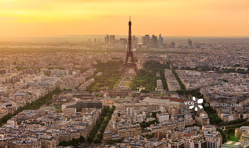法国首都巴黎的高视角景观图片素材