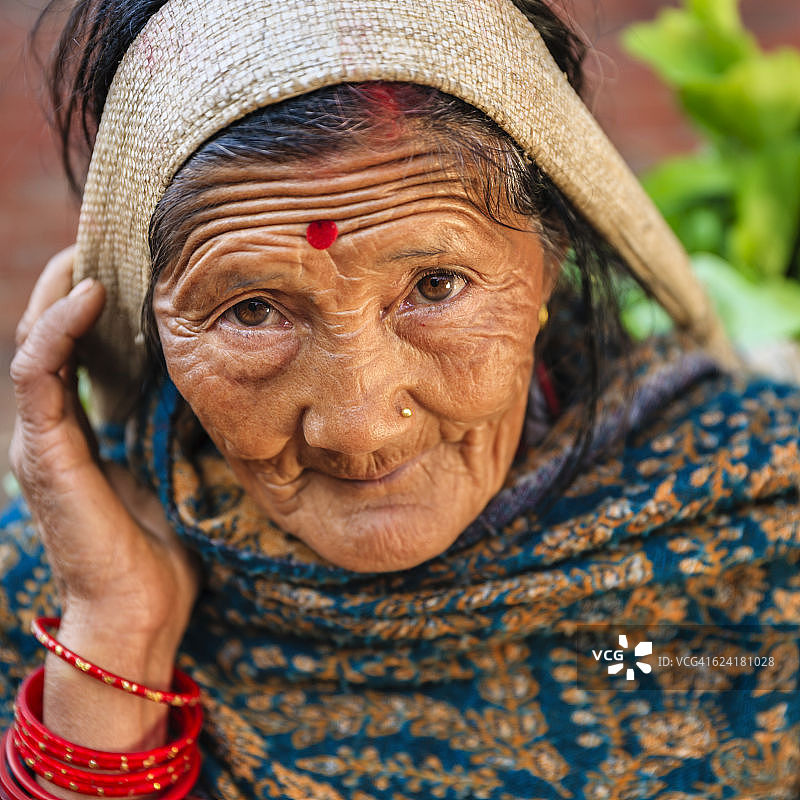 尼泊尔帕坦街头菜贩图片素材