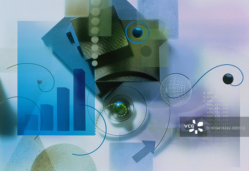 条形图和球体图片素材