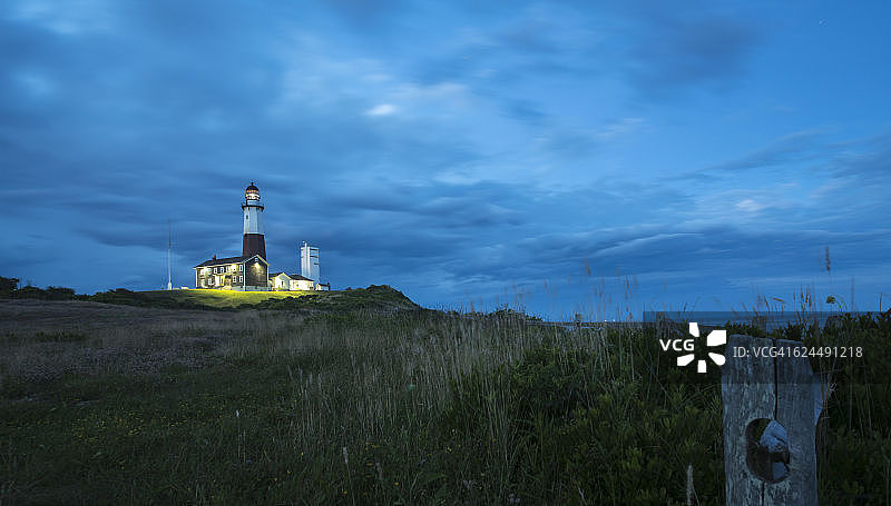 蒙托克角灯塔日落，纽约长岛图片素材