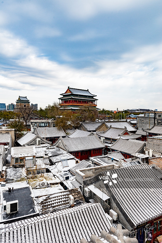 北京鼓楼雪景图片素材