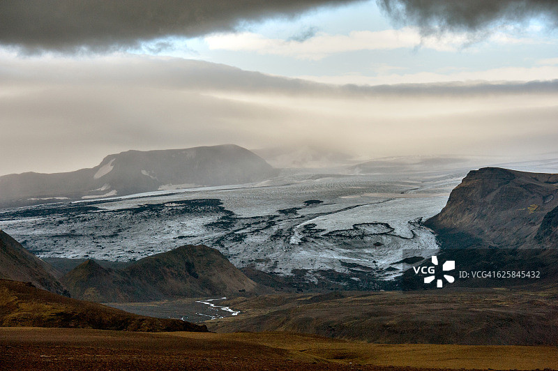 冰岛高地的吉格约库尔冰川出口图片素材