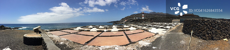 拉帕尔马岛富恩卡连特盐田，加那利群岛图片素材