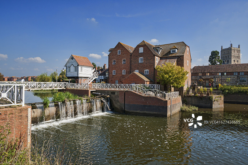 埃文河特克斯伯里磨坊池塘图片素材