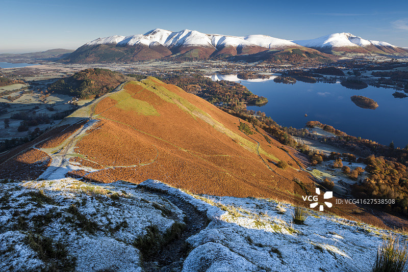 英国湖区国家公园的雪山图片素材