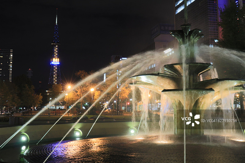 札幌大通公园喷泉，日本北海道图片素材