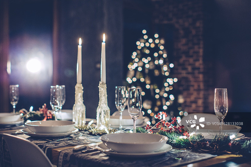 浪漫圣诞晚餐图片素材