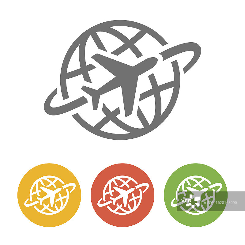 地球仪飞机图标集图片素材