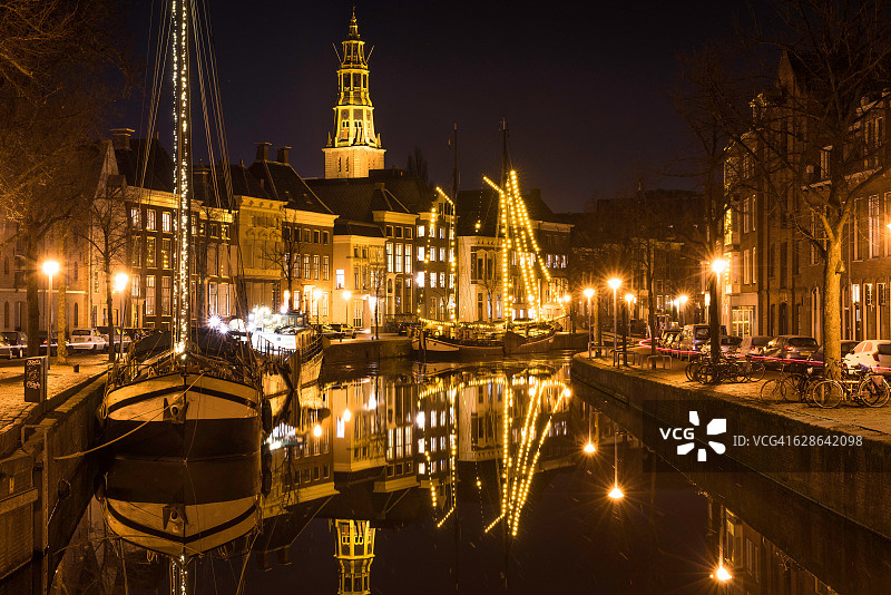 格罗宁根霍格德艾夜景图片素材