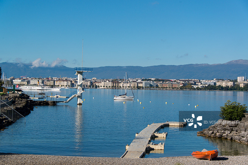 日内瓦湖滨水区图片素材
